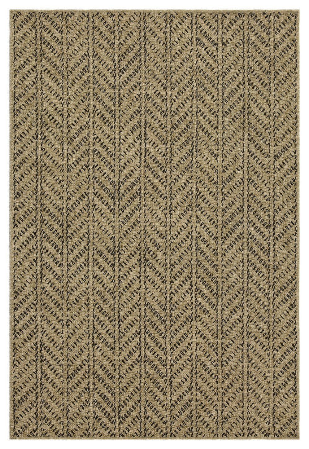Earth Collection Jute/Black 2'7" x 7'3" Indoor/Outdoor Area Rug - Flatweave, Stain-Resistant Polypropylene, Kid & Pet Friendly for Patio, Deck, Living Room, Entryway