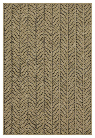 Earth Collection Jute/Black 7'10" x 10'3" Indoor/Outdoor Area Rug - Durable Polypropylene, Stain-Resistant, Flatweave for Patios, Decks, Living Rooms, Entryways - Easy Clean, Turkey Made