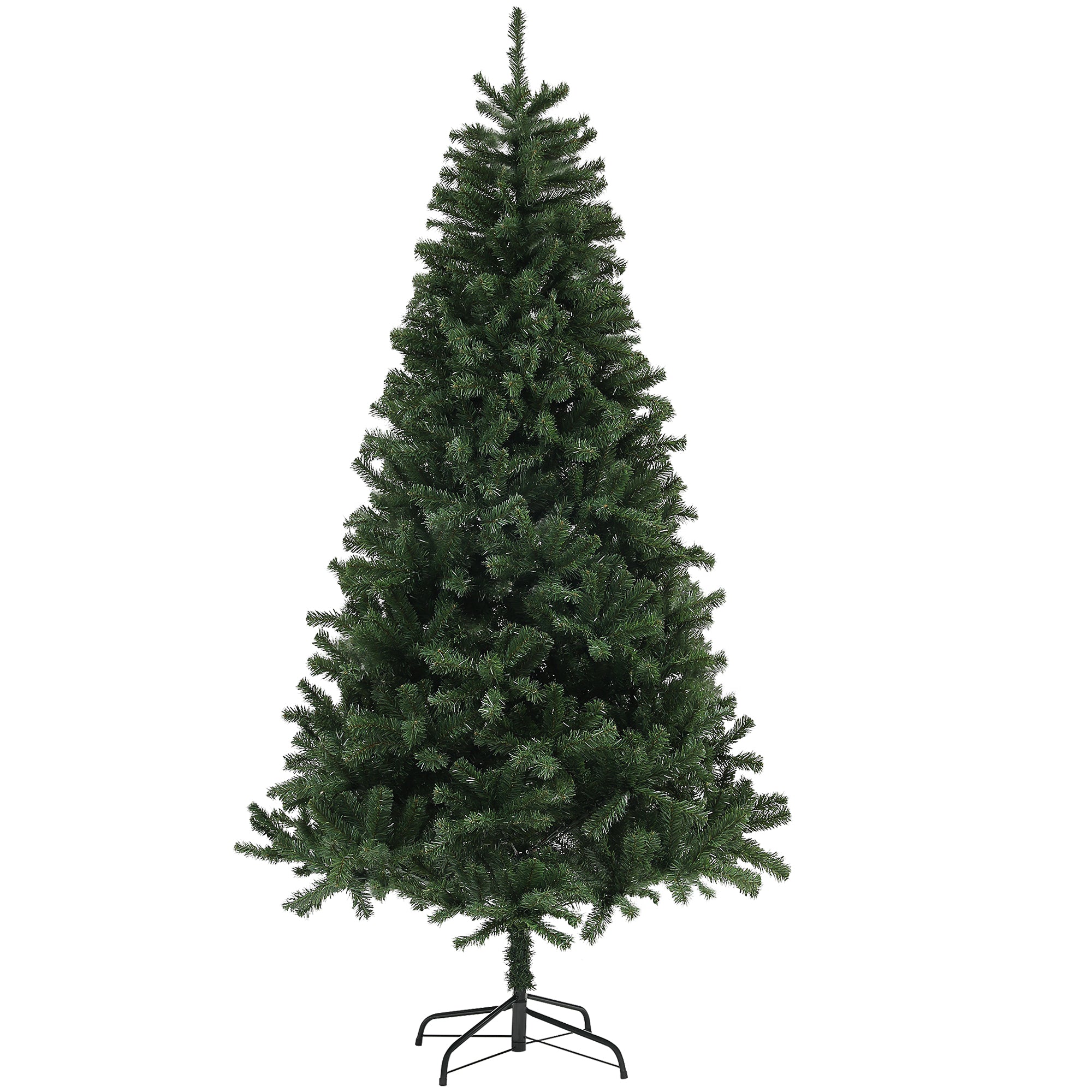 HOMCOM 7.5ft Green Artificial Christmas Tree with 1346 Auto-Open Branch Tips &amp; Steel Base | Realistic Holiday Decor for Home &amp; Office