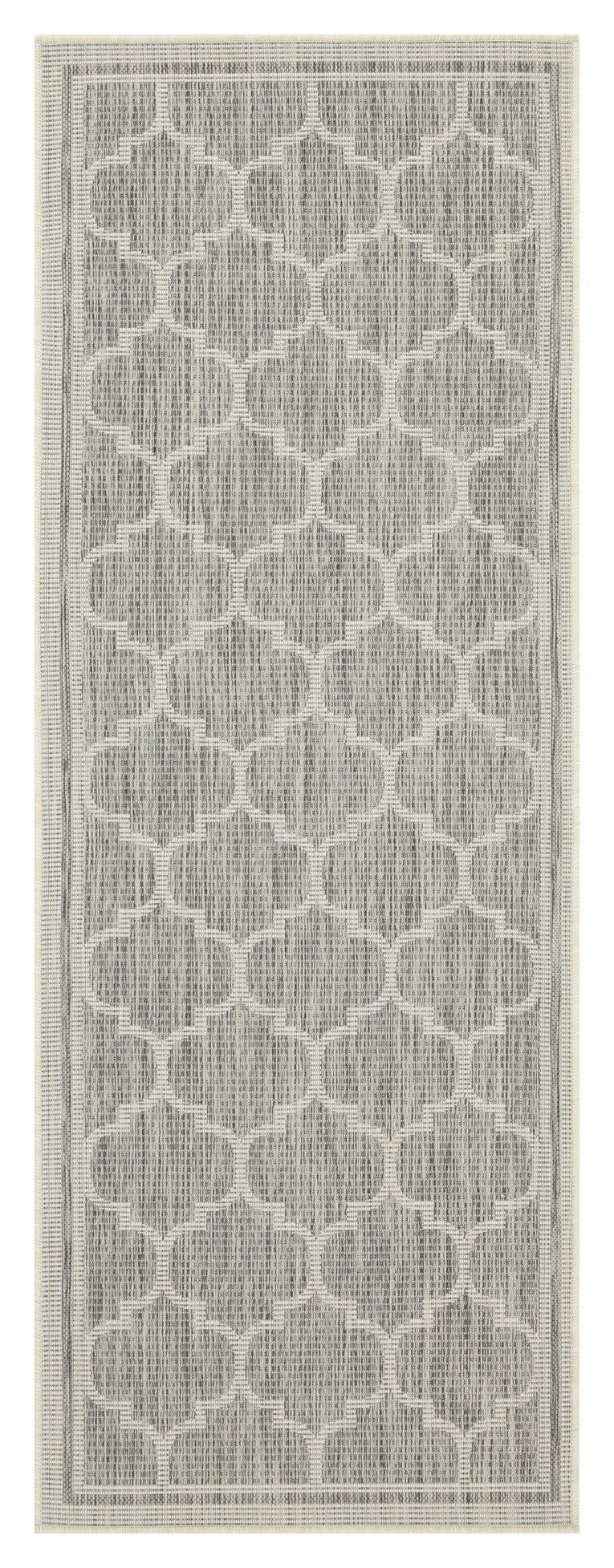 Sunshine GC_HAR2006 Silver Trellis Indoor/Outdoor Area Rug 5'3" x 7'3" - Durable Polypropylene, Stain Resistant, Easy Clean Patio & Living Room