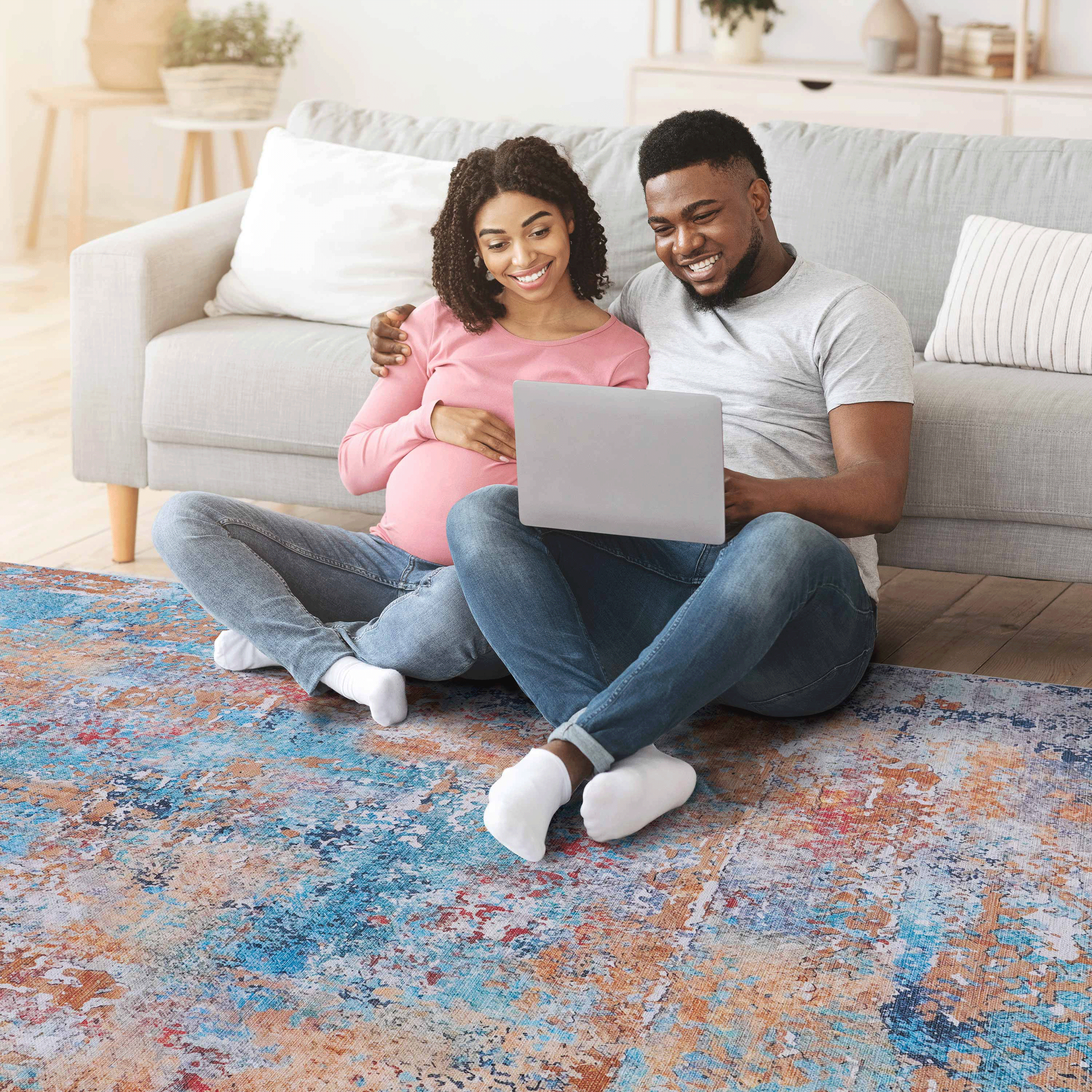 MAVAL Multi Washable Area Rug 6x9 - Soft Chenille Polyester, Non-Slip, Stain-Resistant for Living Room, Bedroom, Dining, Kitchen, Hallway, Playroom - Easy Clean, Low Pile