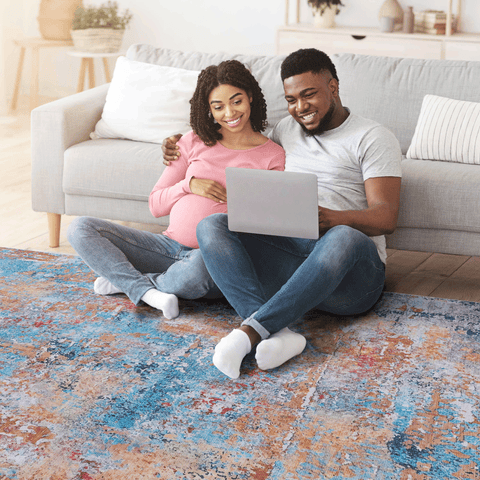 MAVAL Multi Washable Area Rug 6x9 - Soft Chenille Polyester, Non-Slip, Stain-Resistant for Living Room, Bedroom, Dining, Kitchen, Hallway, Playroom - Easy Clean, Low Pile