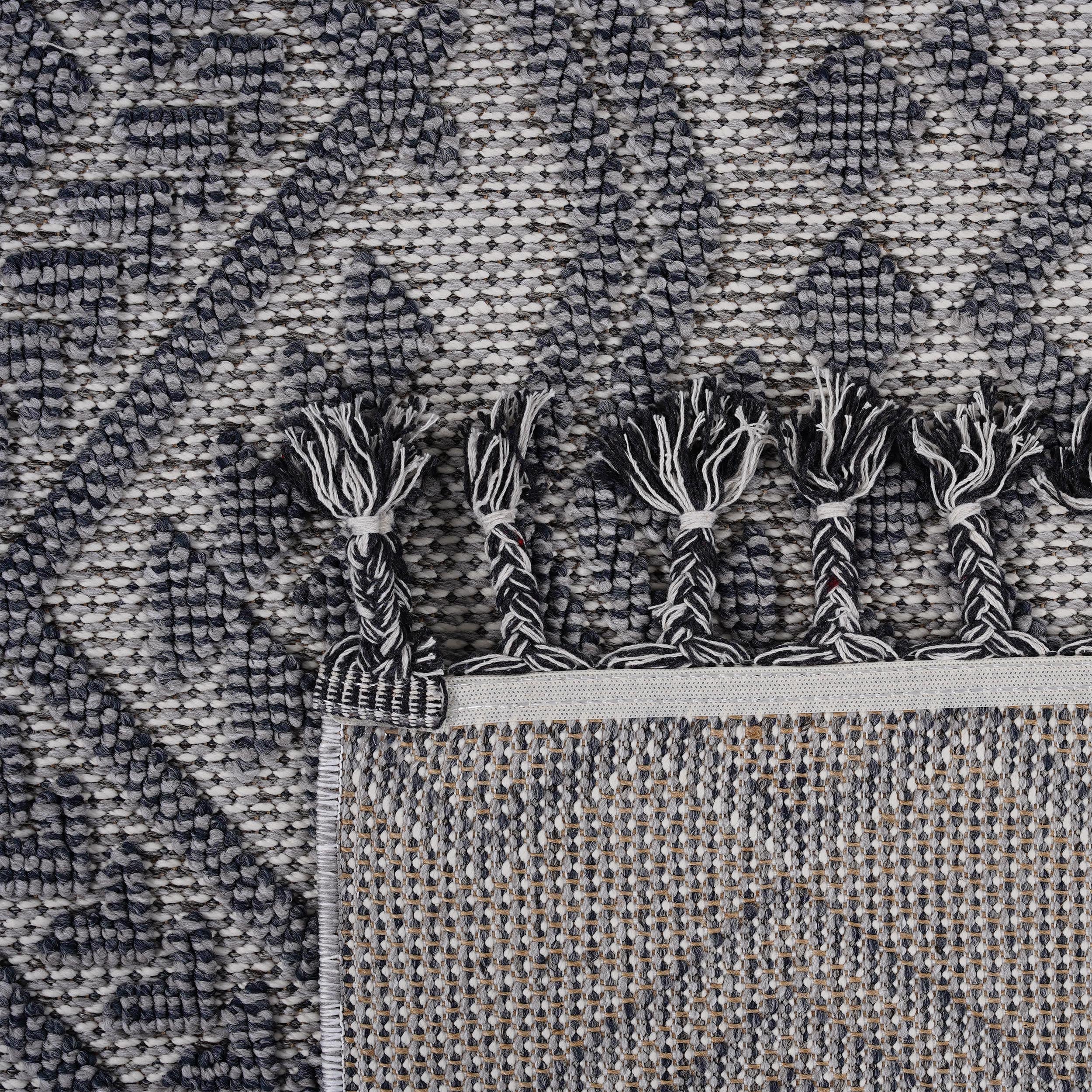 Guros Collection 8x10 Traditional Indoor/Outdoor Area Rug - Stain-Resistant Polypropylene, White/Gray, Medium Pile, Durable & Easy Care for Living Room, Patio, Entryway, Turkey Made