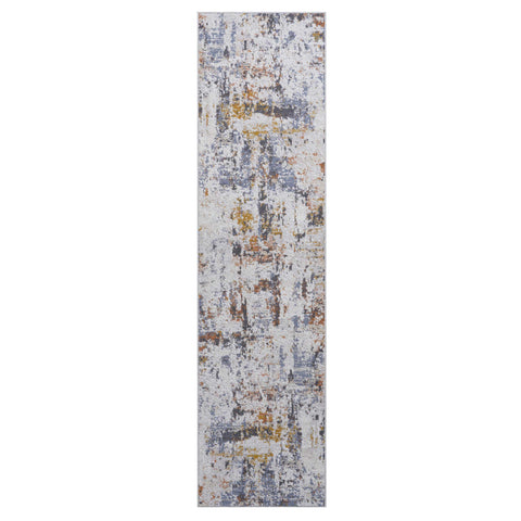 PAYAS Collection 2'x8' Ivory &amp; Navy Abstract Runner Rug - Stain-Resistant, Non-Shedding Polyester for Living Room, Bedroom, Entryway, Kitchen. Durable, Easy Care, Medium Pile (0.28"). Turkish Made.