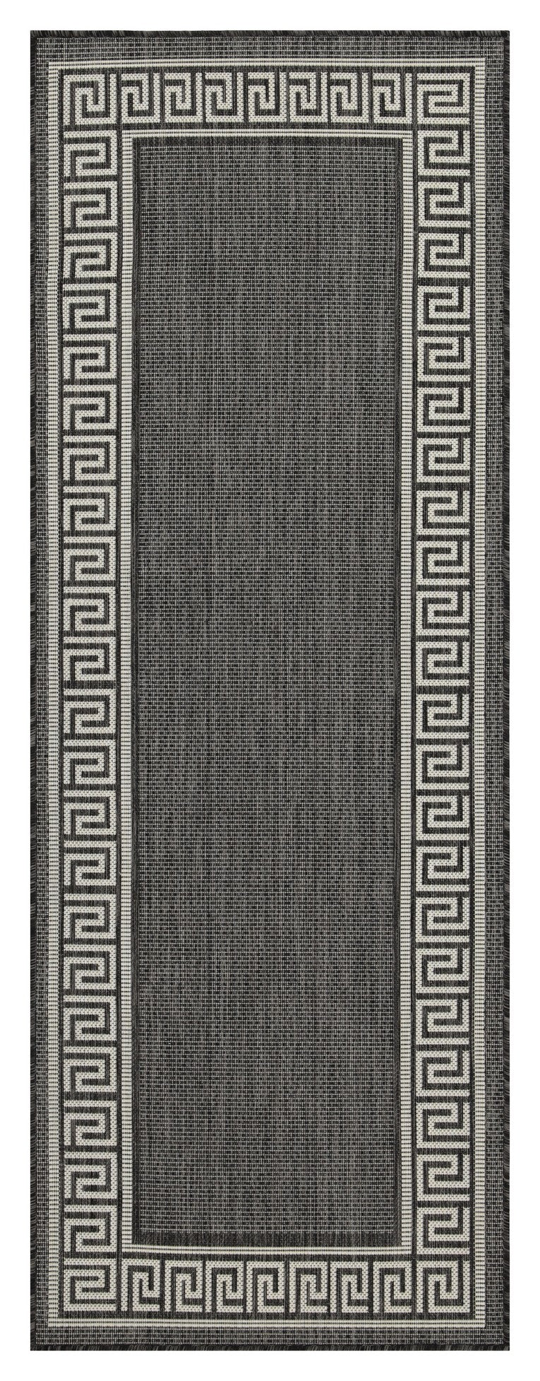 Sunshine GC_HAR2002 Anthracite 5'3" x 7'3" Indoor/Outdoor Area Rug - Durable Polypropylene Flatweave, Stain-Resistant, Easy Clean Patio Deck &amp; Living Room Decor, Made in Turkey