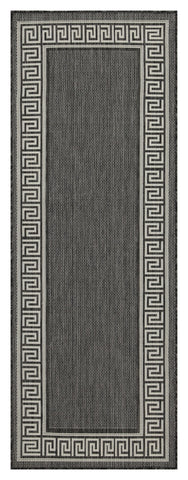 Sunshine GC_HAR2002 Anthracite 5'3" x 7'3" Indoor/Outdoor Area Rug - Durable Polypropylene Flatweave, Stain-Resistant, Easy Clean Patio Deck &amp; Living Room Decor, Made in Turkey
