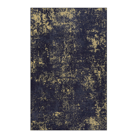 MAVAL 9x12 Washable Area Rug - Soft Chenille Black & Gold Boho Design, Low Pile, Non-Slip, Stain-Resistant for Living Room, Bedroom, Dining Room, Hallway