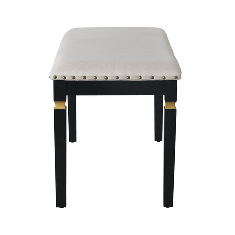 6-Piece Black Rectangular Dining Table Set for 6: 60" Solid Wood Table, 4 High-Back Tufted Upholstered Chairs &amp; Bench - Ideal for Dining Room &amp; Kitchen Gatherings