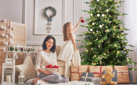 7.5FT Green PVC+PE Christmas Tree: 2856 Realistic Tips, 450 Warm White UL Lights, Hinged Branches, Metal Stand for Festive Home & Holiday Decor