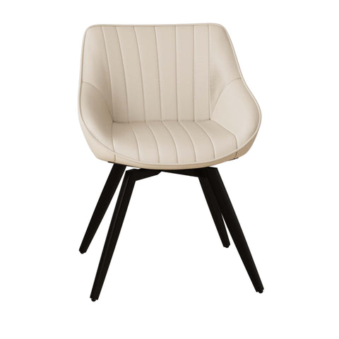 29.5" Modern Round MDF Coffee Table with Storage &amp; 2 Ergonomic PU Dining Chairs - Beige/Wood Finish, Black Metal Legs - Ideal for Kitchen, Living Room, Office Home Use