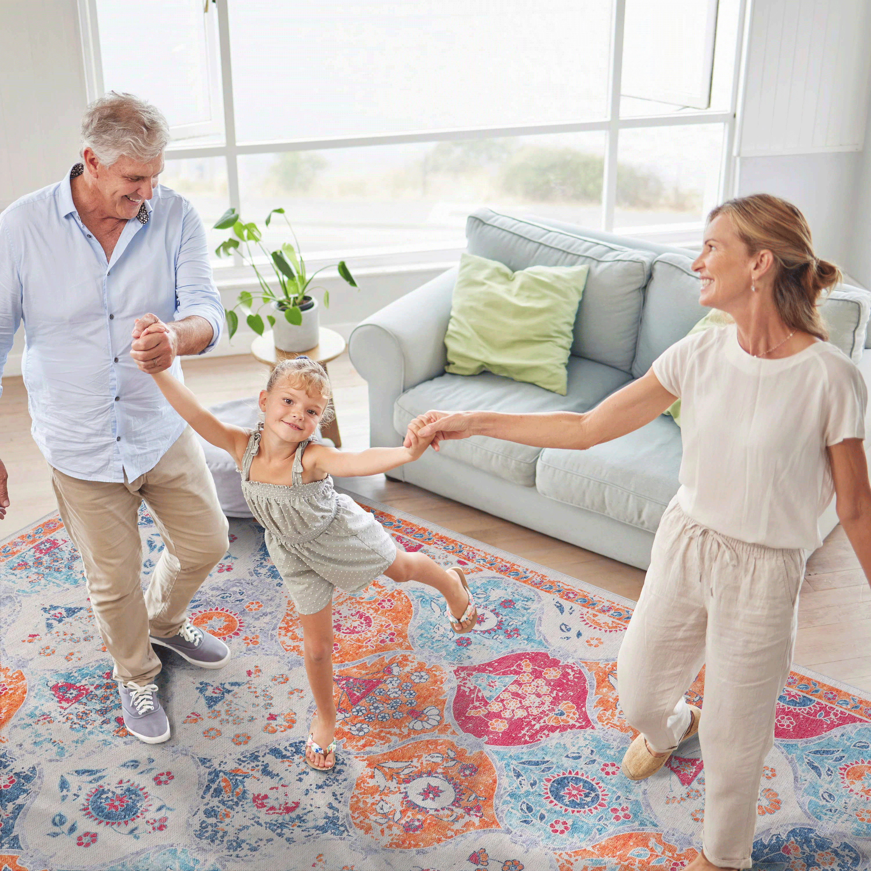 MAVAL Cream Washable 9x12 Area Rug - Soft, Non-Slip Chenille Polyester for Living Room, Bedroom, Dining Room, Kitchen, Hallway - Stain-Resistant, Low Pile, Easy Clean