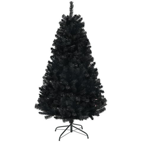 HOMCOM 6ft Black Artificial Christmas Tree: Auto-Open, 1000 Branch Tips, Steel Base, Flame-Retardant for Home &amp; Office Holiday Decor