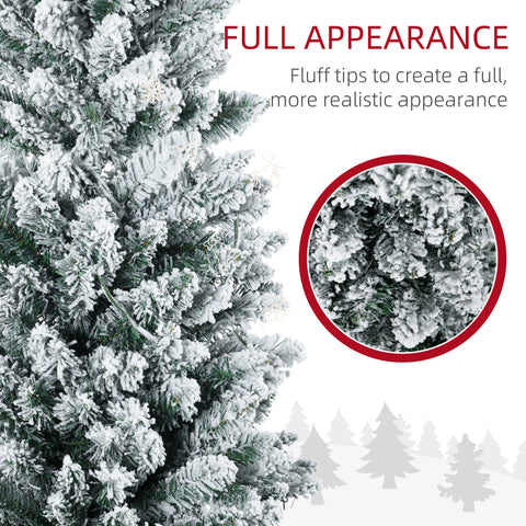 HOMCOM 5' Slim Noble Fir Artificial Christmas Tree - Pre-Lit Warm White LEDs, 294 Tips, Realistic Green Plastic for Home & Holiday Decor