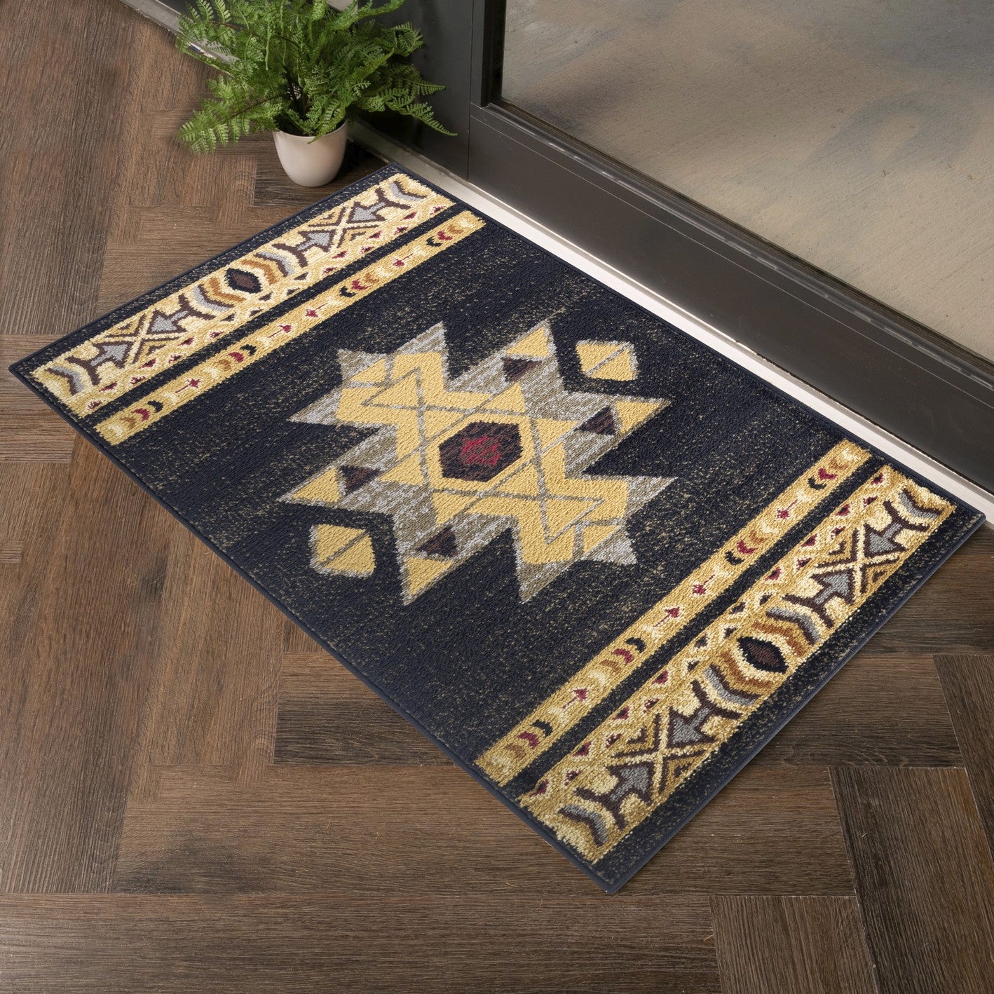 Tribes GC Southwest Black Polypropylene Area Rug Runner | 2'7" x 7'3" | Stain &amp; Pet Friendly | 0.39" Pile | Durable Home Decor | Made in Turkey