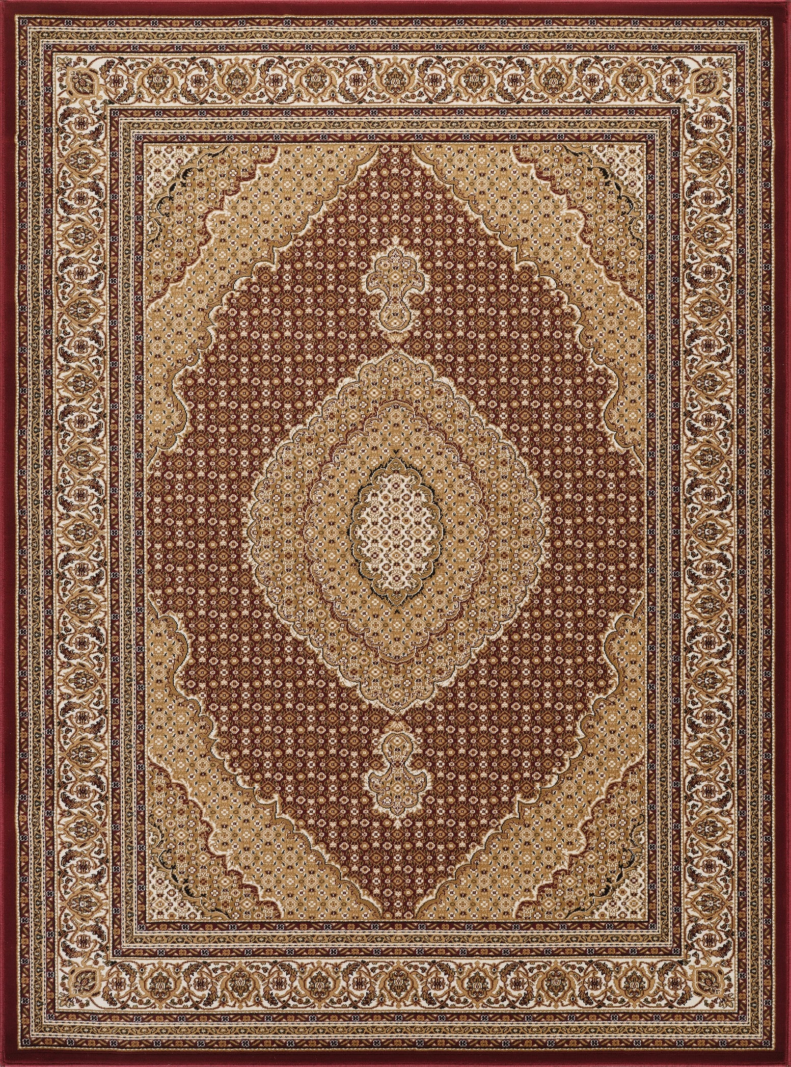 Luxury Red Herati Medallion Polypropylene Runner Rug (2'7" x 9'10") - Machine-Made, Stain-Resistant, Low Pile for High Traffic Areas, Made in Turkey