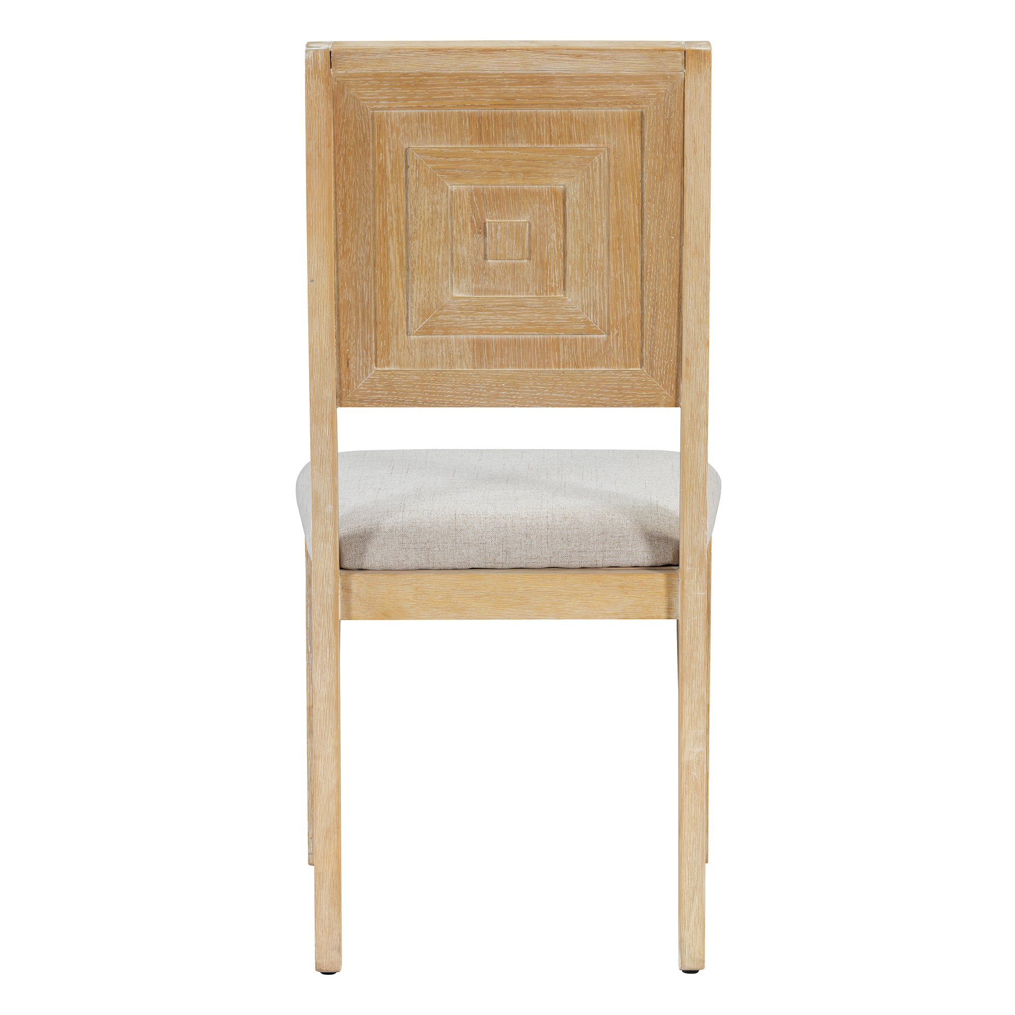 TREXM 6-Piece Retro Dining Table Set for 6, 60" Oak Veneer Wood Kitchen Table & 4 Chairs with Upholstered Bench, Natural Finish, Dining Room & Kitchen Use, Durable Rubberwood Legs