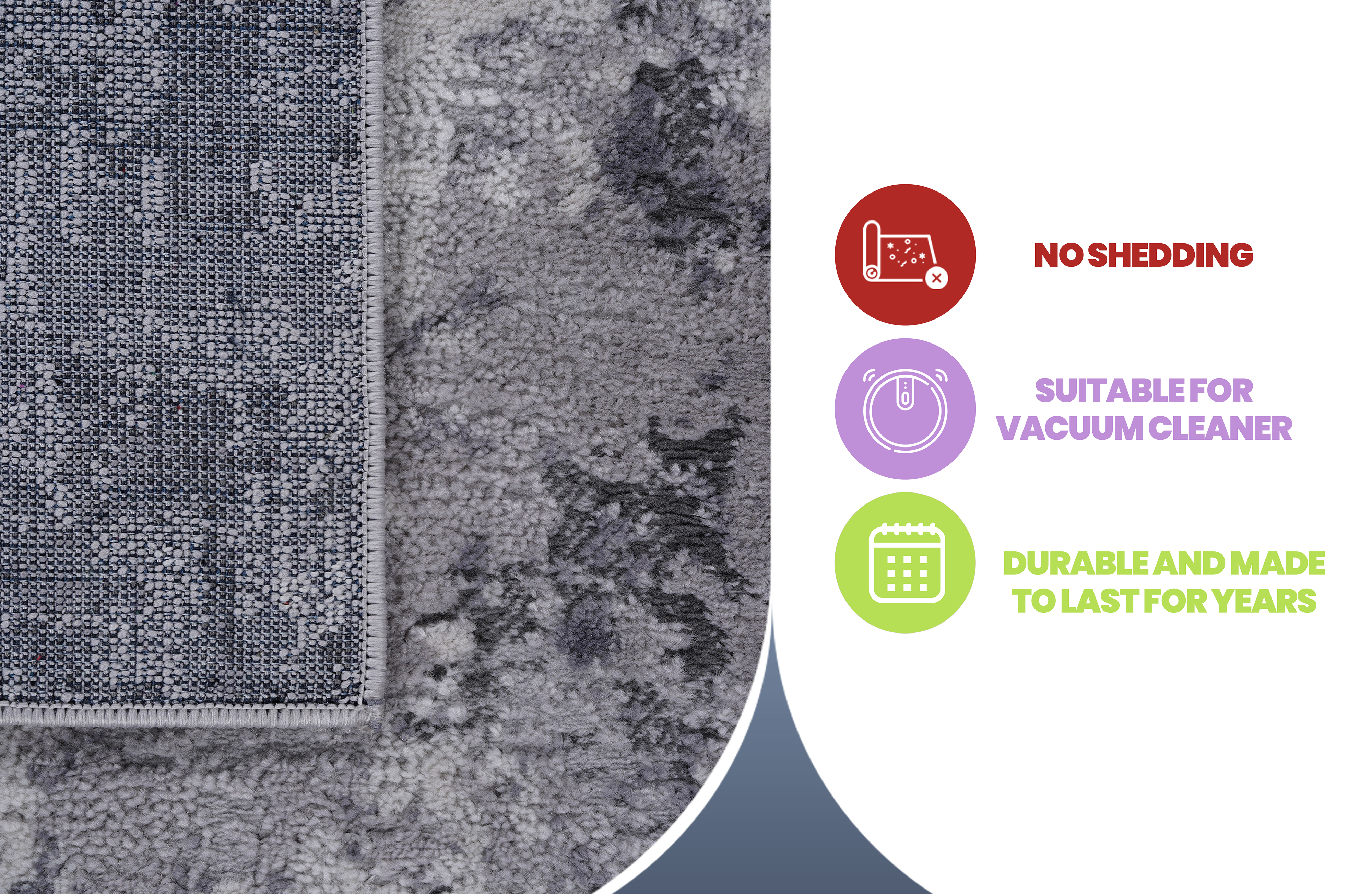 MARFI Collection 2'x8' Light Grey Abstract Runner Rug - Stain Resistant, Non-Shedding Polyester for Entryway, Hallway, Kitchen, Office - Durable, Easy Care, 0.35" Pile