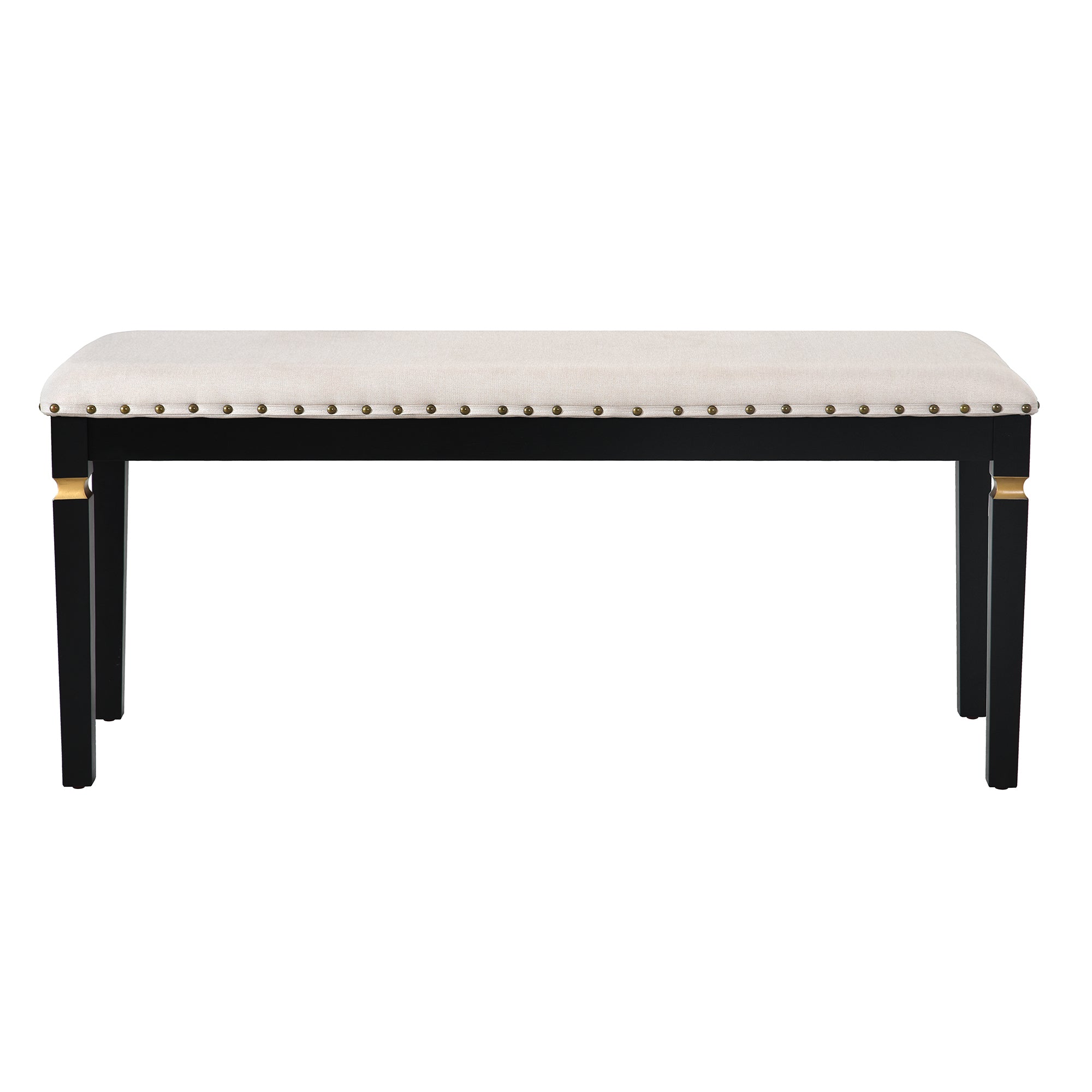 6-Piece Black Rectangular Dining Table Set for 6: 60" Solid Wood Table, 4 High-Back Tufted Upholstered Chairs &amp; Bench - Ideal for Dining Room &amp; Kitchen Gatherings