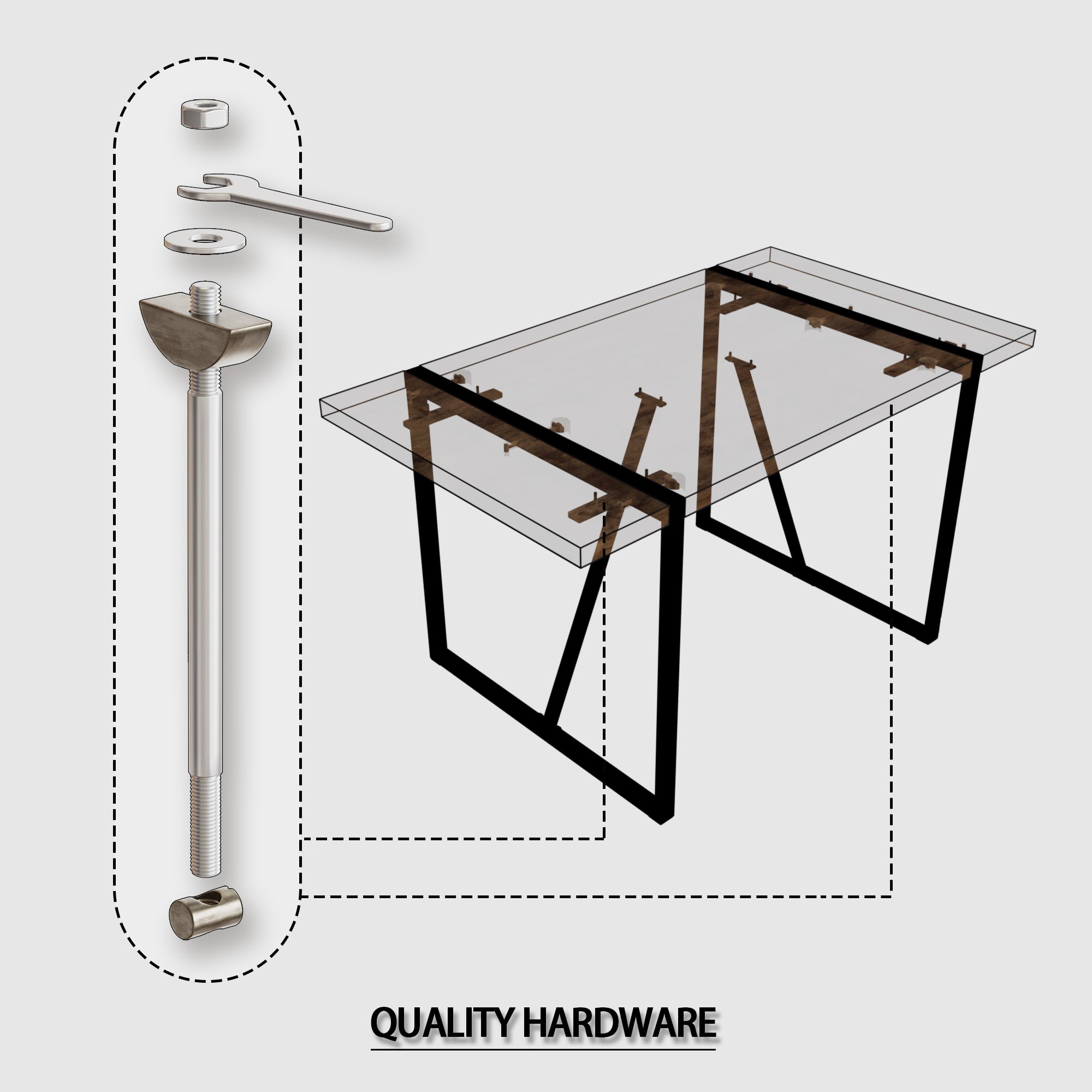 55" Dark Wood MDF Dining Table & 4 Suede Upholstered Chairs Set - Modern Industrial Kitchen Furniture with Metal Base - Rustic Farmhouse Style, Ergonomic Comfort, Easy Assembly, Brown Grey