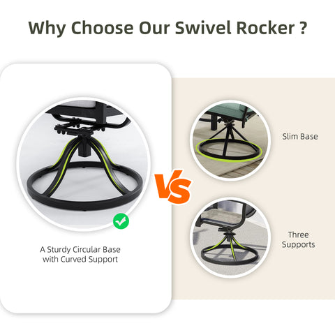 7-PC Bourbon Brown Aluminum Patio Dining Set: 6-Seater Outdoor Furniture with 4 Chairs, 2 Swivel Rockers, Sunbrella Cushions, Branch Backrest, Rectangular Table w/ Umbrella Hole for Garden & Patio Relaxation