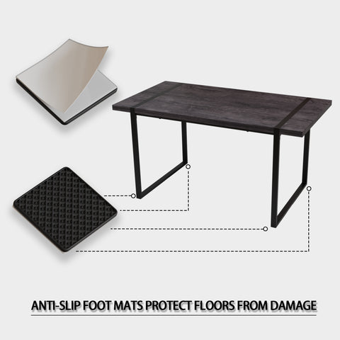 59" Black MDF Dining Table Set for 4 - Modern Industrial Suede Chairs with Metal Base, Ergonomic Comfort, Farmhouse Kitchen & Dining Room Furniture, Easy Assembly