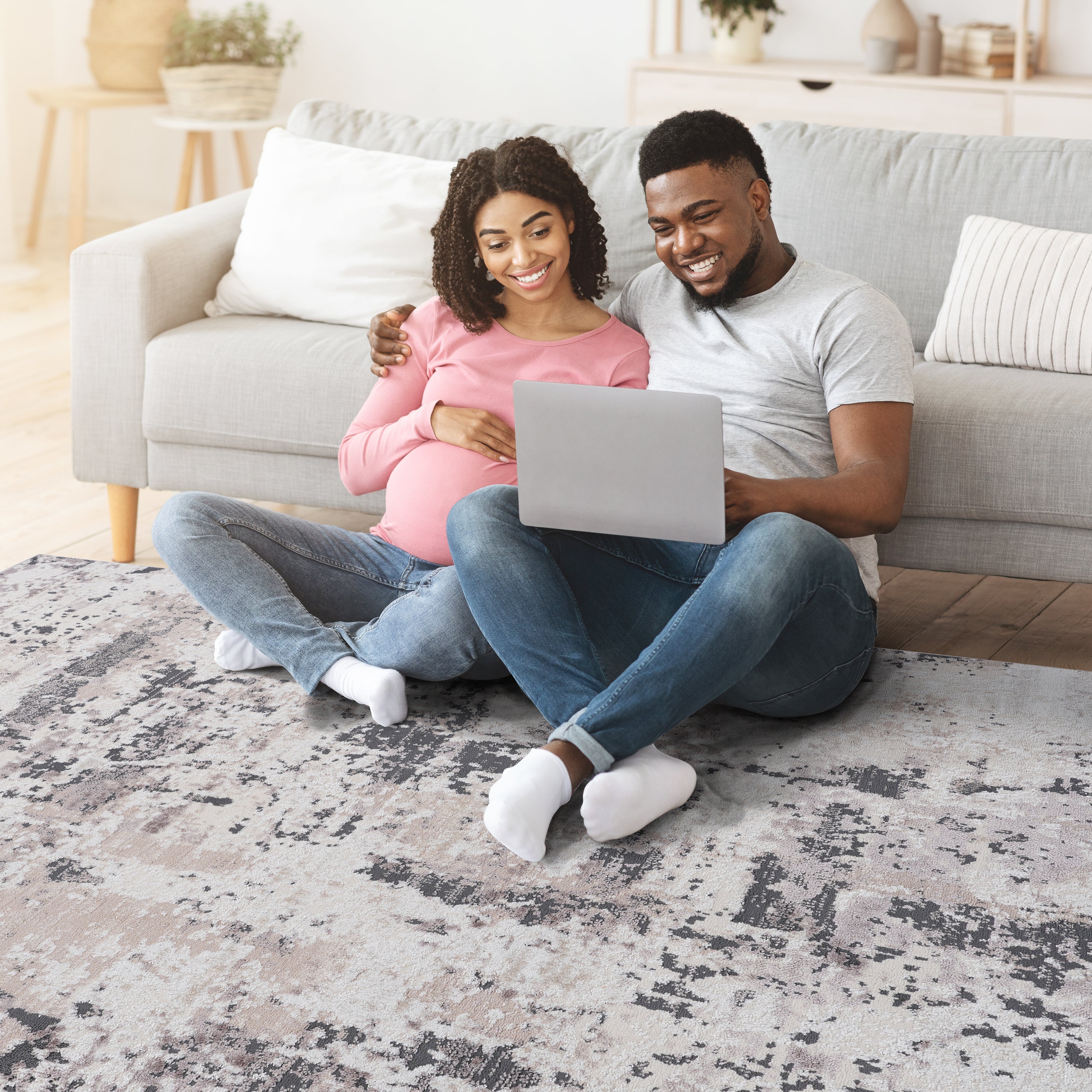 PAYAS Collection 6'x9' Cream & Brown Abstract Area Rug - Stain-Resistant, Non-Shedding Polyester for Living Room, Bedroom, Home Office. Durable, Easy Care, Medium Pile, Latex-Free Cotton Backing. Made in Turkey.