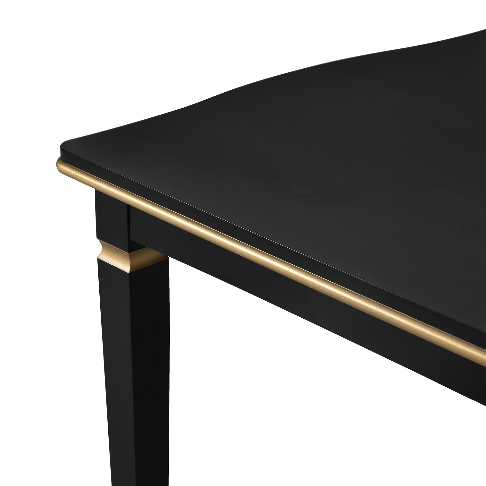 6-Piece Black Rectangular Dining Table Set for 6: 60" Solid Wood Table, 4 High-Back Tufted Upholstered Chairs &amp; Bench - Ideal for Dining Room &amp; Kitchen Gatherings