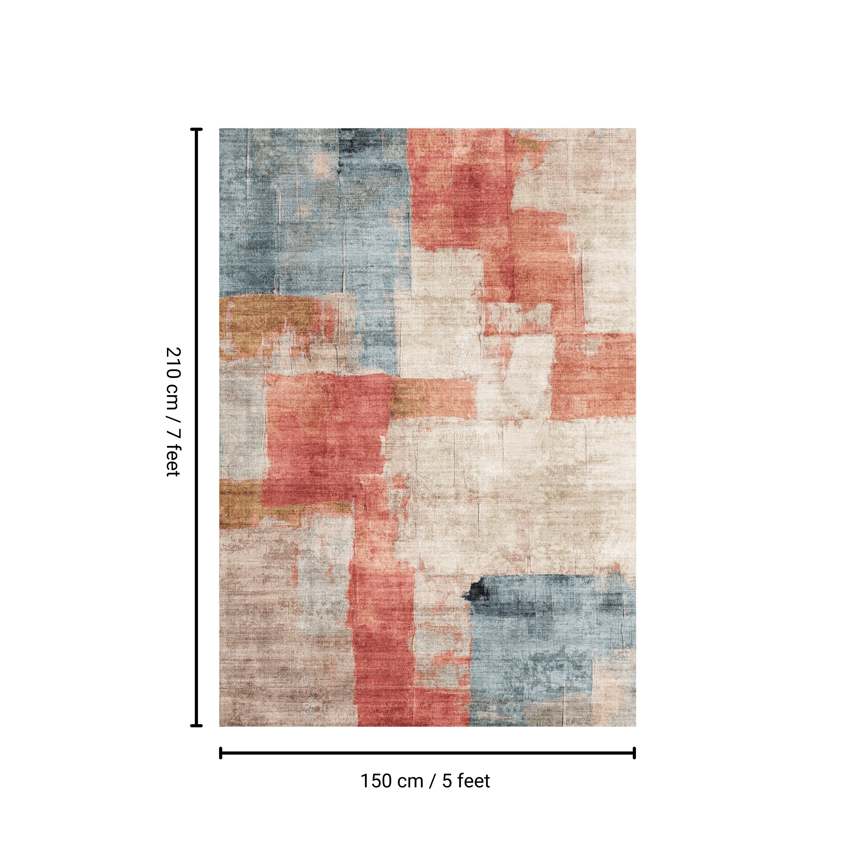 Toucan G24087-1 Ivory Multi 5' x 7' Washable Non-Slip Area Rug - Durable Polyester Pile, Low Pile for Entryways, Living Room, Bedroom, Hallway - Kid & Pet Friendly, Easy Care