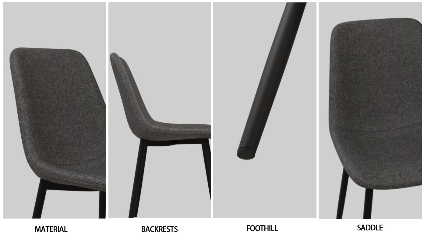 55" Dark Wood MDF Dining Table & 4 Suede Upholstered Chairs Set - Modern Industrial Kitchen Furniture with Metal Base - Rustic Farmhouse Style, Ergonomic Comfort, Easy Assembly, Brown Grey