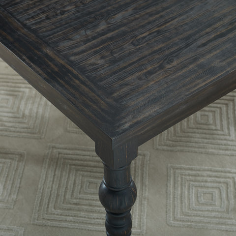 Leviton Urban Style 5-Piece Wood Dining Set: Dark Wash Rectangular Table & 4 Gray Chairs, Solid Rubberwood, Seats 4, Perfect for Dining Room & Small Apartments