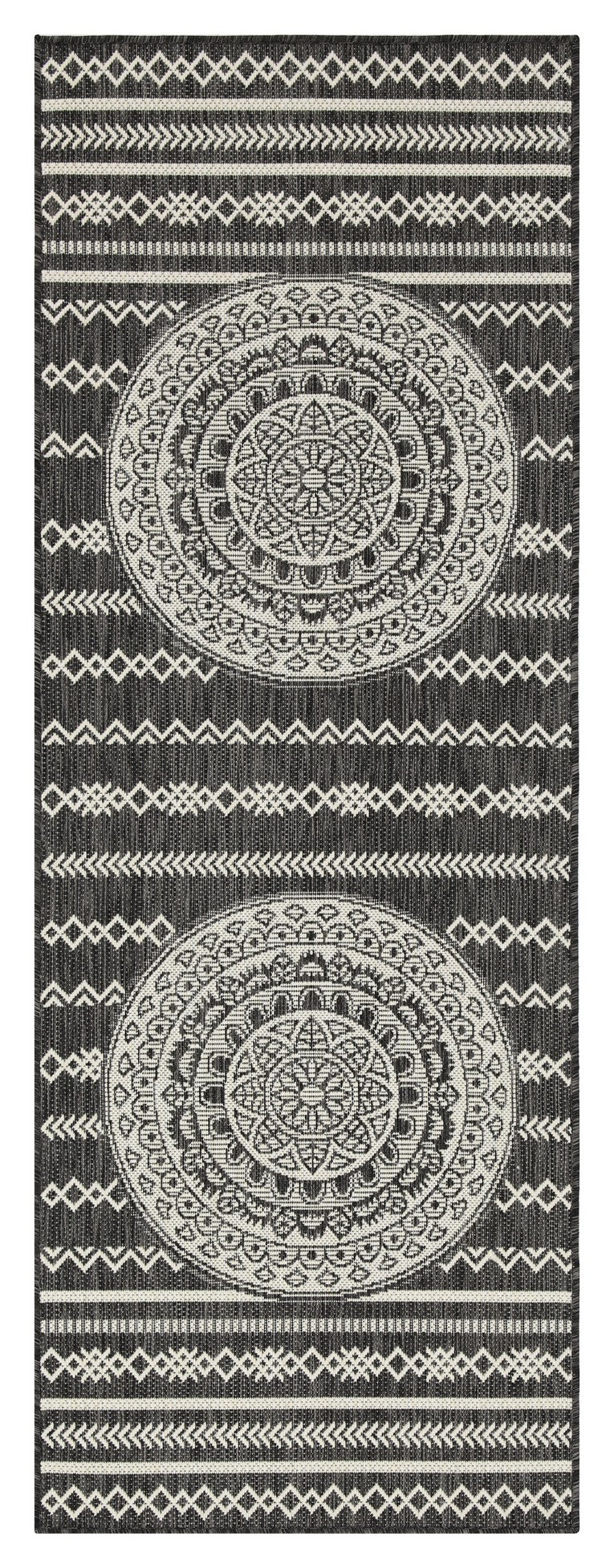 Sunshine GC_HAR2017 Anthracite 5'3"x7'3" Indoor Outdoor Area Rug - Durable Polypropylene, Stain Resistant, Easy Clean, Flatweave for Entryways &amp; Patios, Made in Turkey