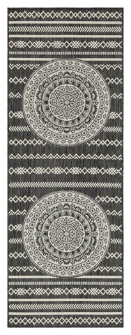 Sunshine GC_HAR2017 Anthracite 7'10"x10'3" Indoor/Outdoor Area Rug. Durable Polypropylene. Stain & Easy-Clean for Patio, Deck, Living Room. Flatweave Turkey