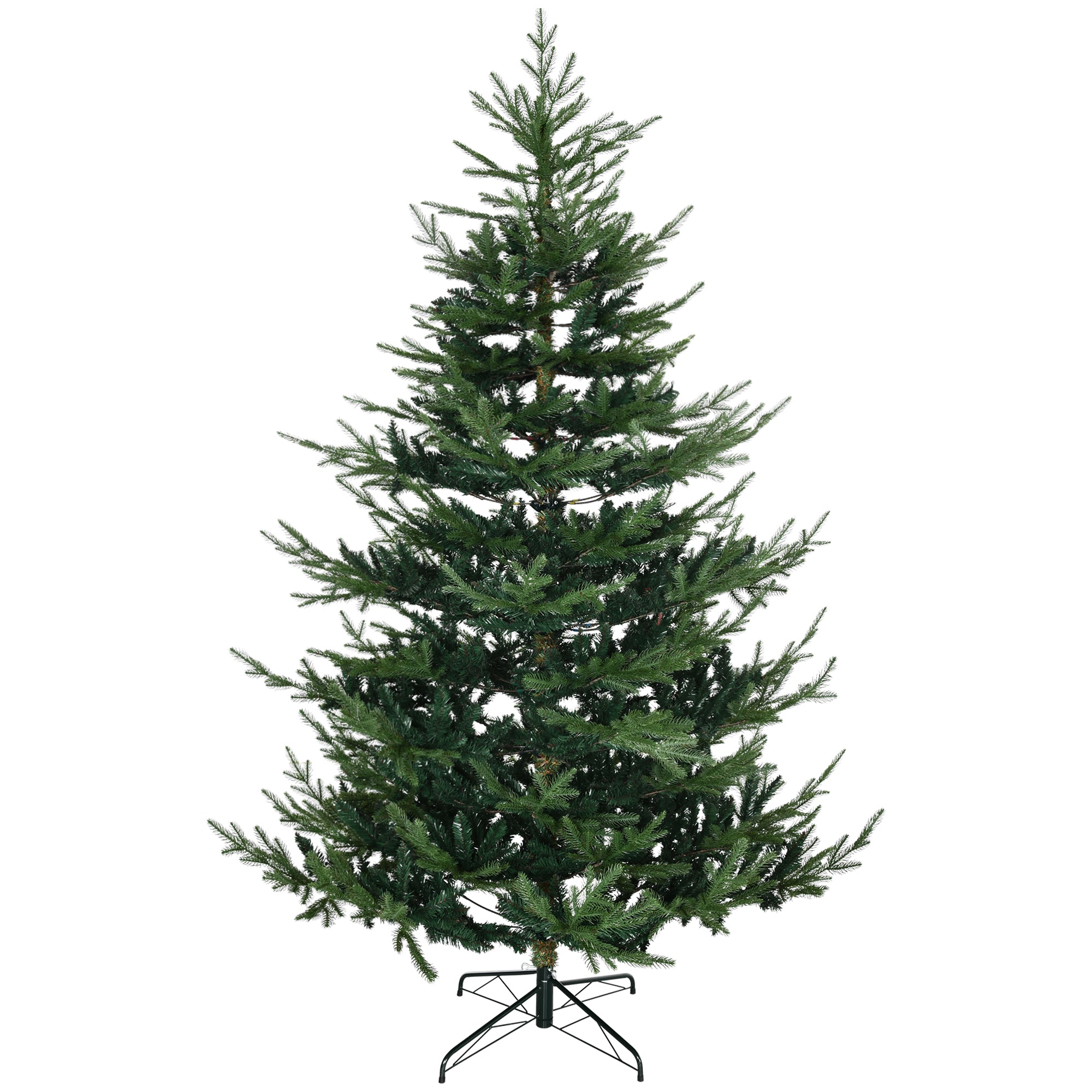HOMCOM 7.5ft Green Pine Artificial Christmas Tree: Auto-Open Hinged Xmas Tree with 1218 Realistic Branches & Steel Base - Easy Setup & Storage for Cozy Holiday Home Decor