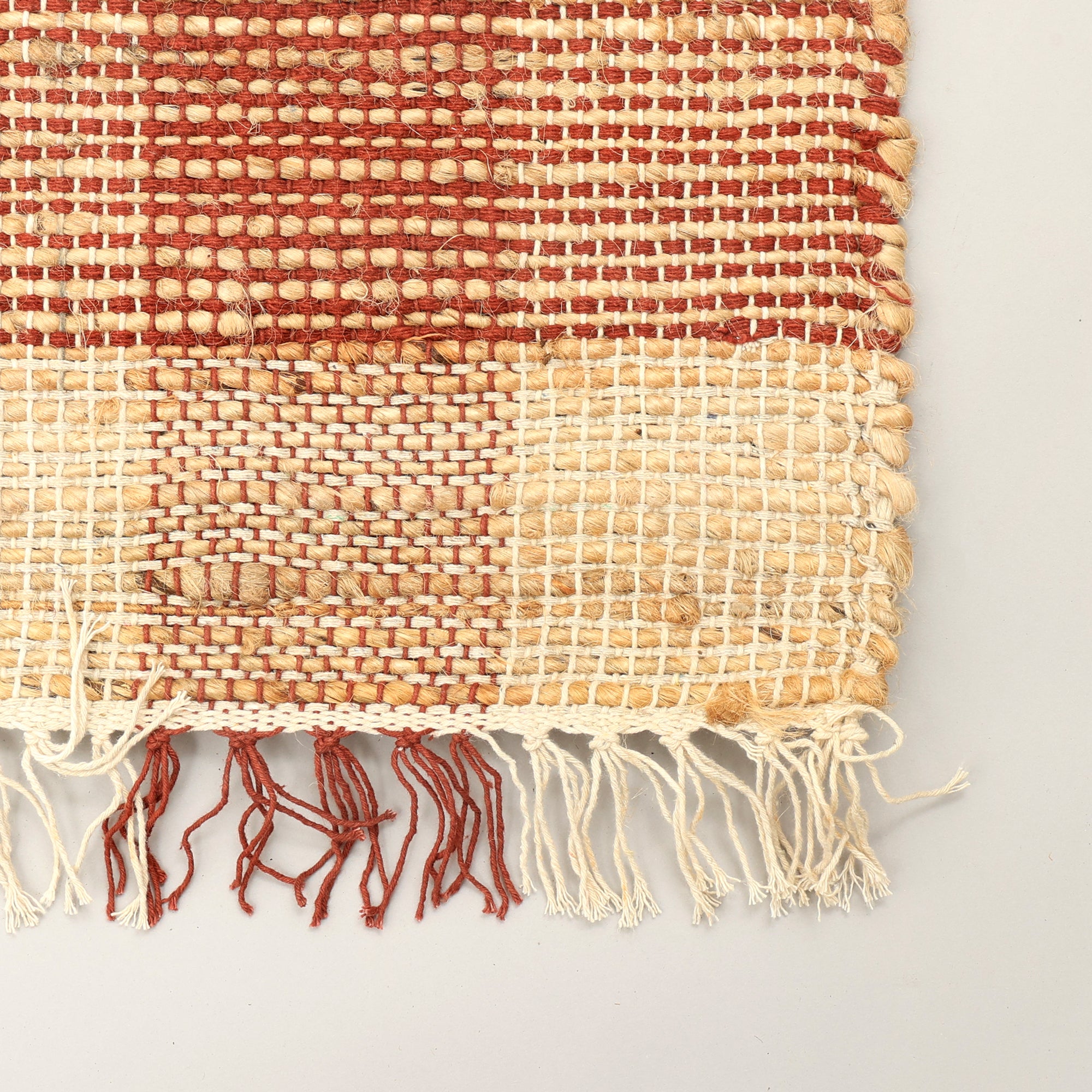 Handwoven Jute Area Rug | Durable Dark Brown Plaid, 8x10 ft | Eco-Friendly Cotton Blend | Soft & Resilient for Living Room, Bedroom, Entryway, Office