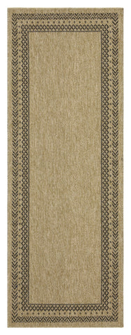 Earth Collection 5'3"x7'3" Natural & Black Polypropylene Indoor/Outdoor Flatweave Area Rug. Durable, Stain-Resistant, Easy-Clean, Pet-Friendly. Made in Turkey.