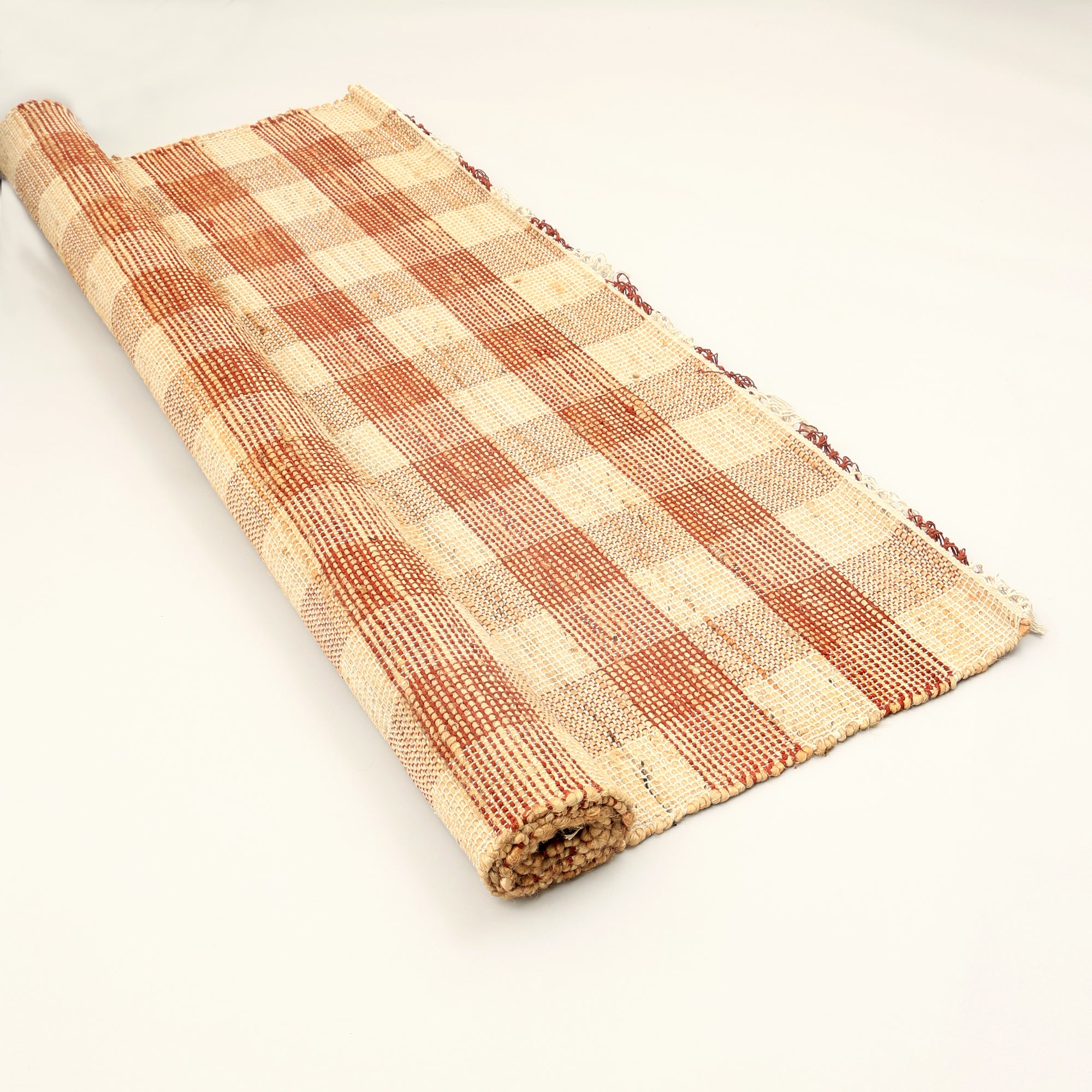 Durable Dark Brown Plaid Jute Area Rug | Handwoven Natural Fiber 5x7 ft | Eco-Friendly Cotton Blend for Living Room, Bedroom, Entryway | Rustic Boho Décor