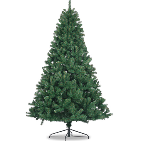 7.5ft Fluffy Full Natural Spruce Artificial Christmas Tree | Unlit Green PVC Fir Tree with Sturdy Foldable Metal Stand | Easy Assembly & Storage | Ideal for Home & Office Holiday Decor