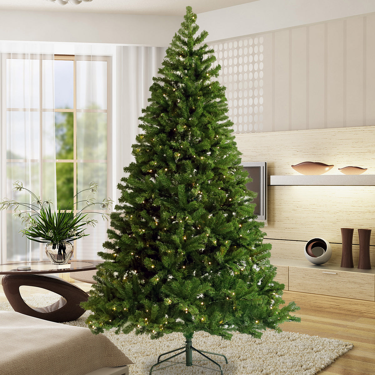 6ft Pre-lit Artificial Christmas Tree - Ultra-Realistic Green PVC Hinged Xmas Tree with 1000 Tips &amp; Sturdy Foldable Metal Stand - Easy Setup &amp; Storage for Festive Home Decor