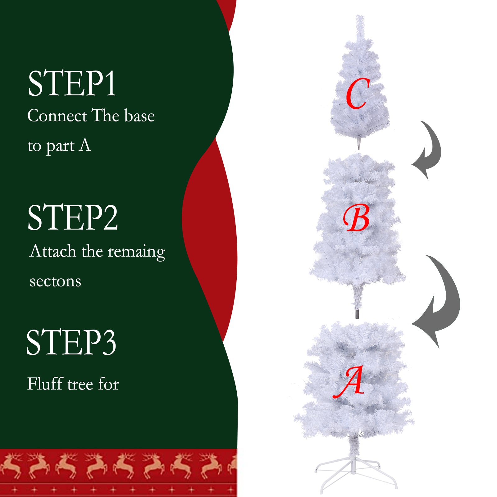 7.5ft White Slim Artificial Christmas Tree | Pencil Design for Apartments & Small Spaces | 1000 Tips for Full Look | Durable Metal Stand | Flame-Retardant PVC | Easy Assembly | Holiday Decor