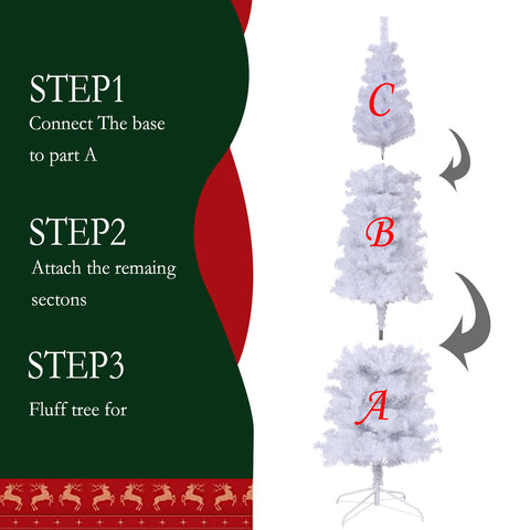 7.5ft White Slim Artificial Christmas Tree | Pencil Design for Apartments & Small Spaces | 1000 Tips for Full Look | Durable Metal Stand | Flame-Retardant PVC | Easy Assembly | Holiday Decor