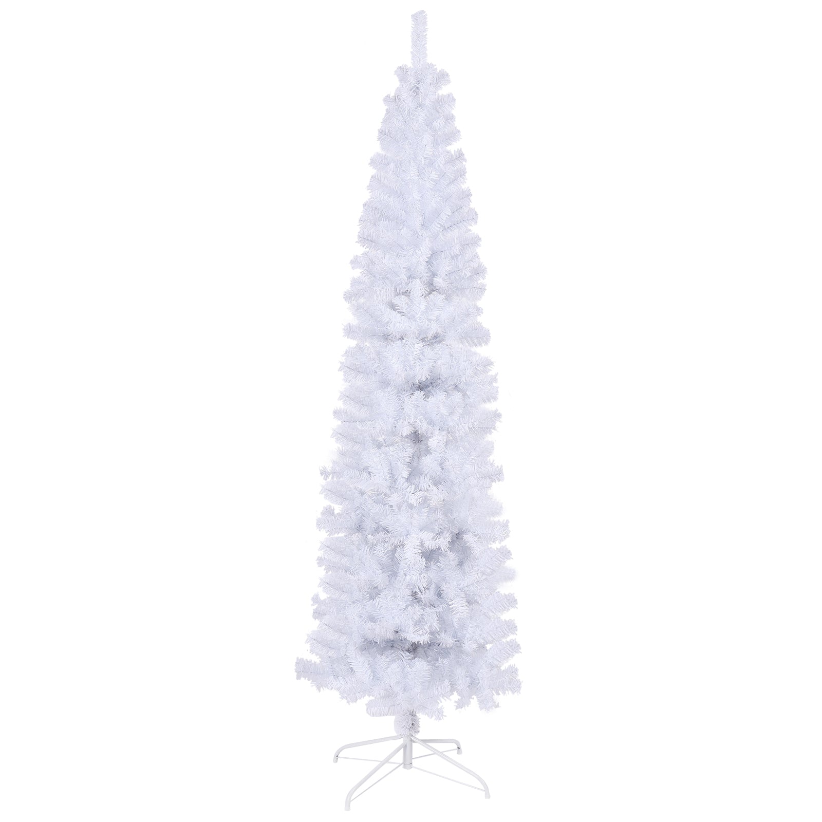 7.5ft White Slim Artificial Christmas Tree | Pencil Design for Apartments & Small Spaces | 1000 Tips for Full Look | Durable Metal Stand | Flame-Retardant PVC | Easy Assembly | Holiday Decor