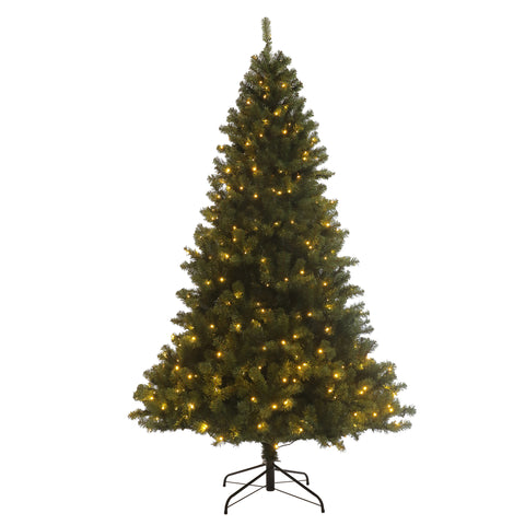 7.5ft Pre-Lit Artificial Christmas Tree | Realistic Hinged Green Fir with 400 Warm White LED Lights | Sturdy Metal Stand | Easy Setup & Storage | Home & Holiday Decor