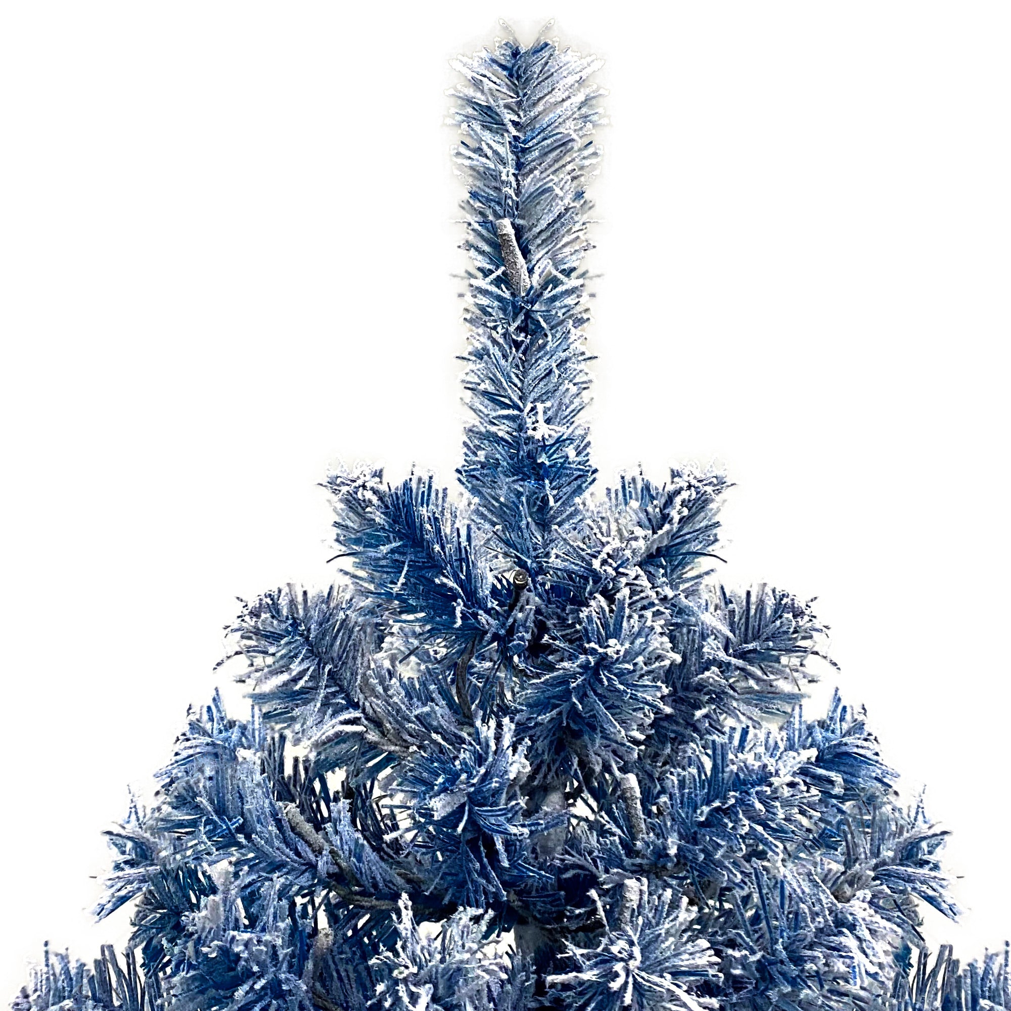 6FT Blue Snow Flocked Hinged Artificial Fir Christmas Tree for Indoor Holiday Decor, 750 Branch Tips, 300 Warm White LED Lights, Easy Assembly, Stable Base, Perfect for Living Room & Parties
