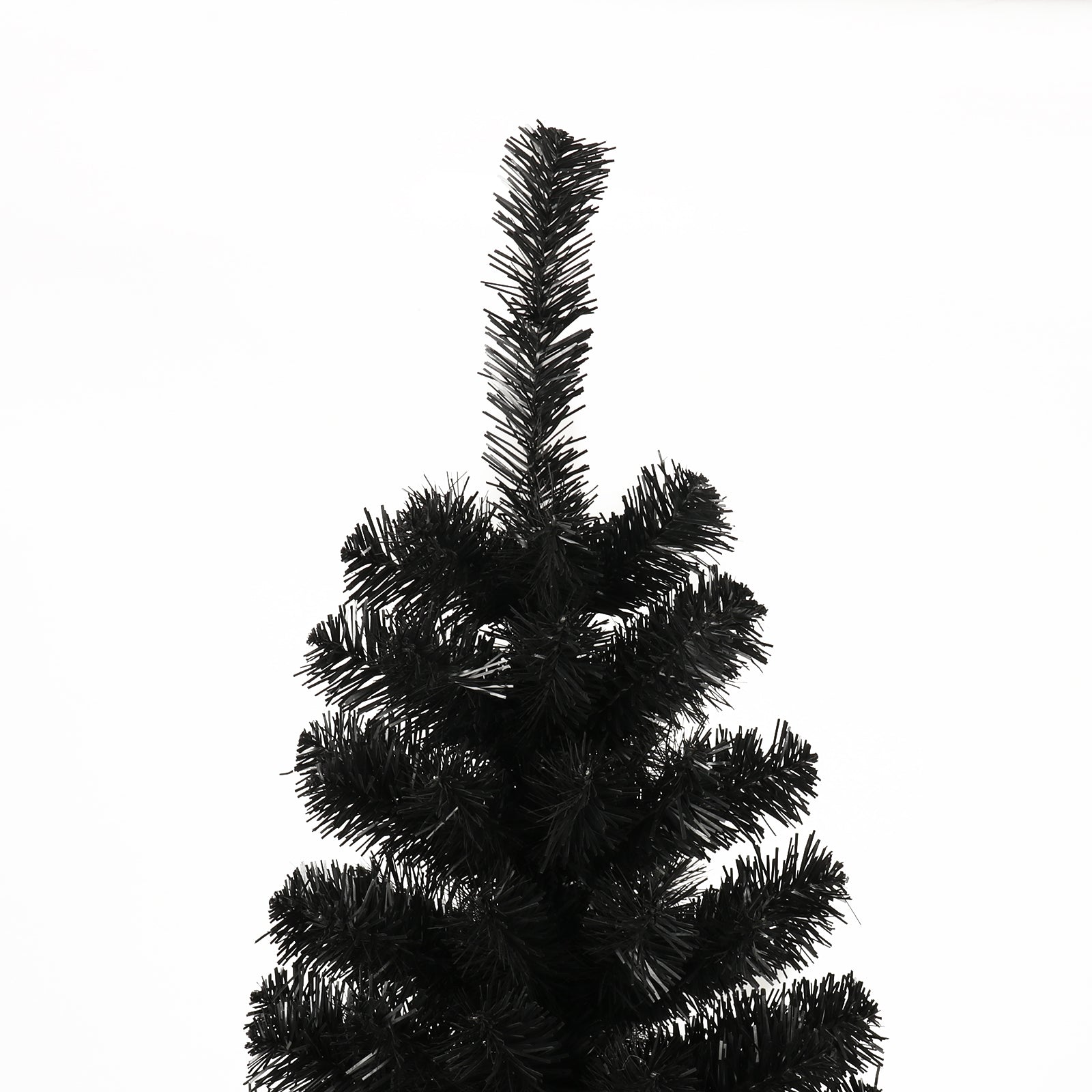 7.5ft Black Slim Artificial Christmas Tree with Foldable Metal Stand - Pencil Design, 1000 Tips, Flame-Retardant PVC, Easy Assembly for Apartments &amp; Small Spaces, Versatile Holiday Decor
