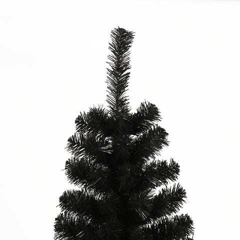 7.5ft Black Slim Artificial Christmas Tree with Foldable Metal Stand - Pencil Design, 1000 Tips, Flame-Retardant PVC, Easy Assembly for Apartments &amp; Small Spaces, Versatile Holiday Decor