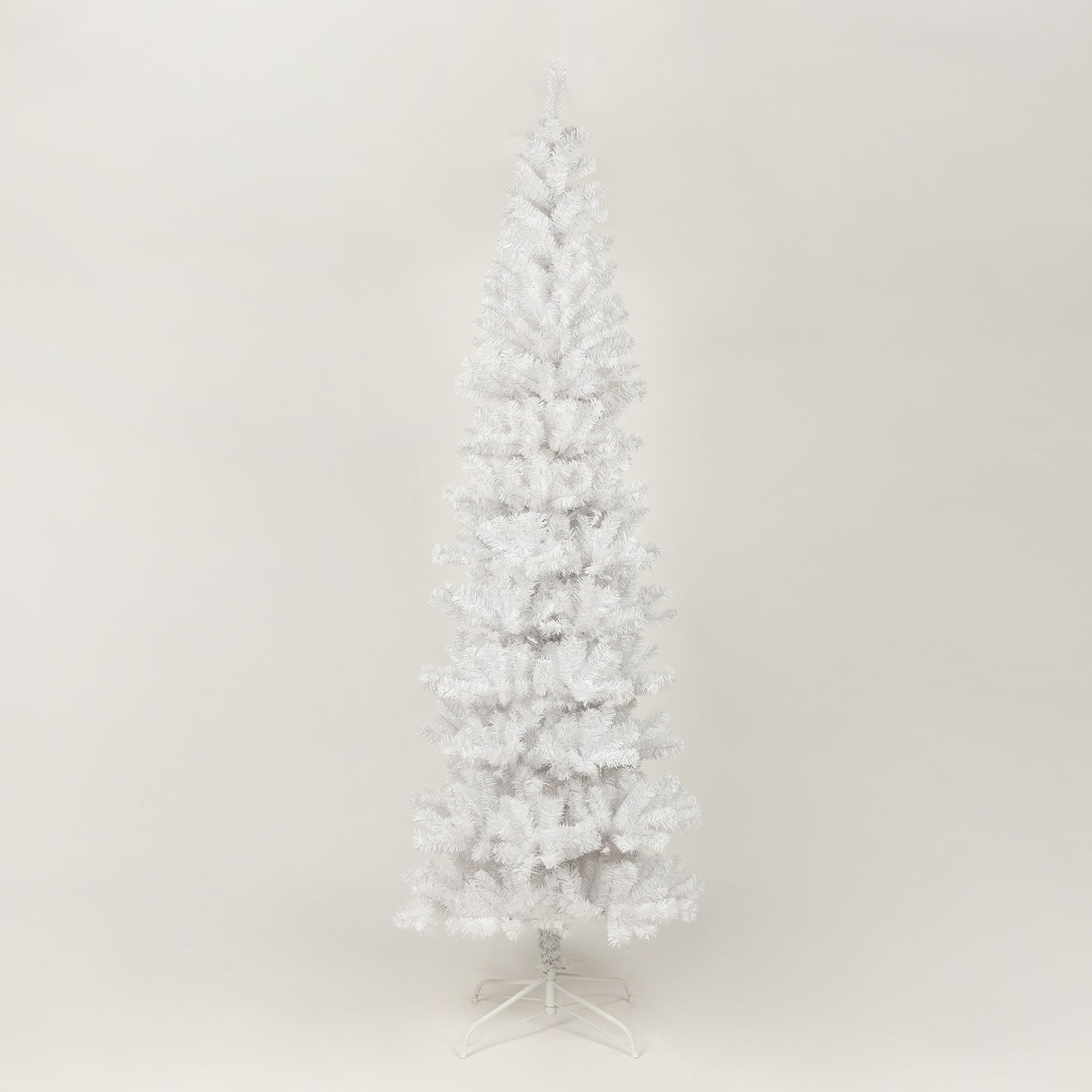7.5ft White Slim Artificial Christmas Tree | Pencil Design for Apartments & Small Spaces | 1000 Tips for Full Look | Durable Metal Stand | Flame-Retardant PVC | Easy Assembly | Holiday Decor