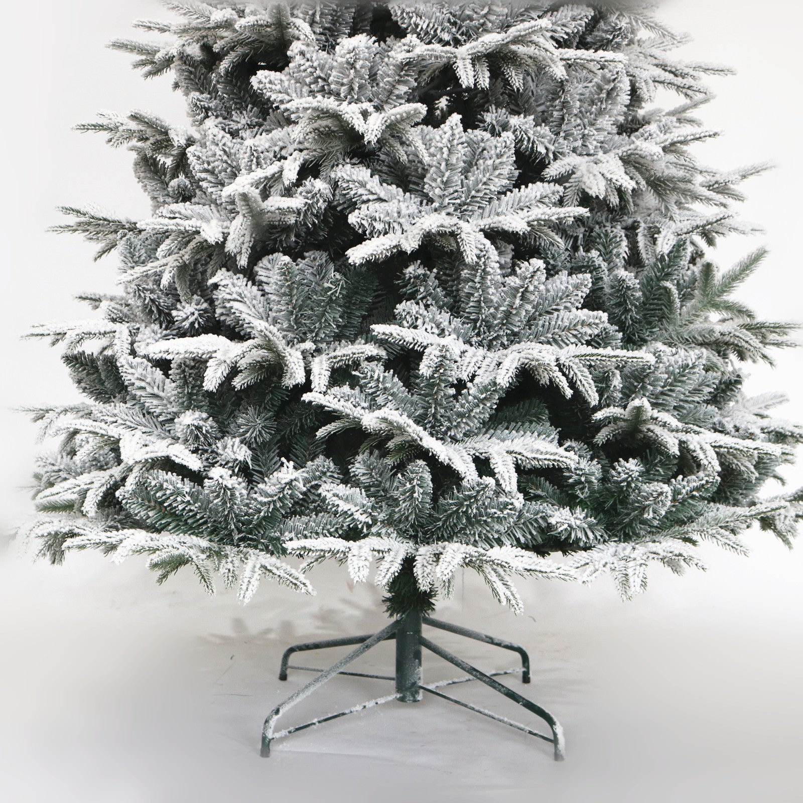 7ft Snow Flocked Artificial Christmas Tree - Realistic White Pine Tree with Hinged Branches & Sturdy Metal Stand for Home & Holiday Decor