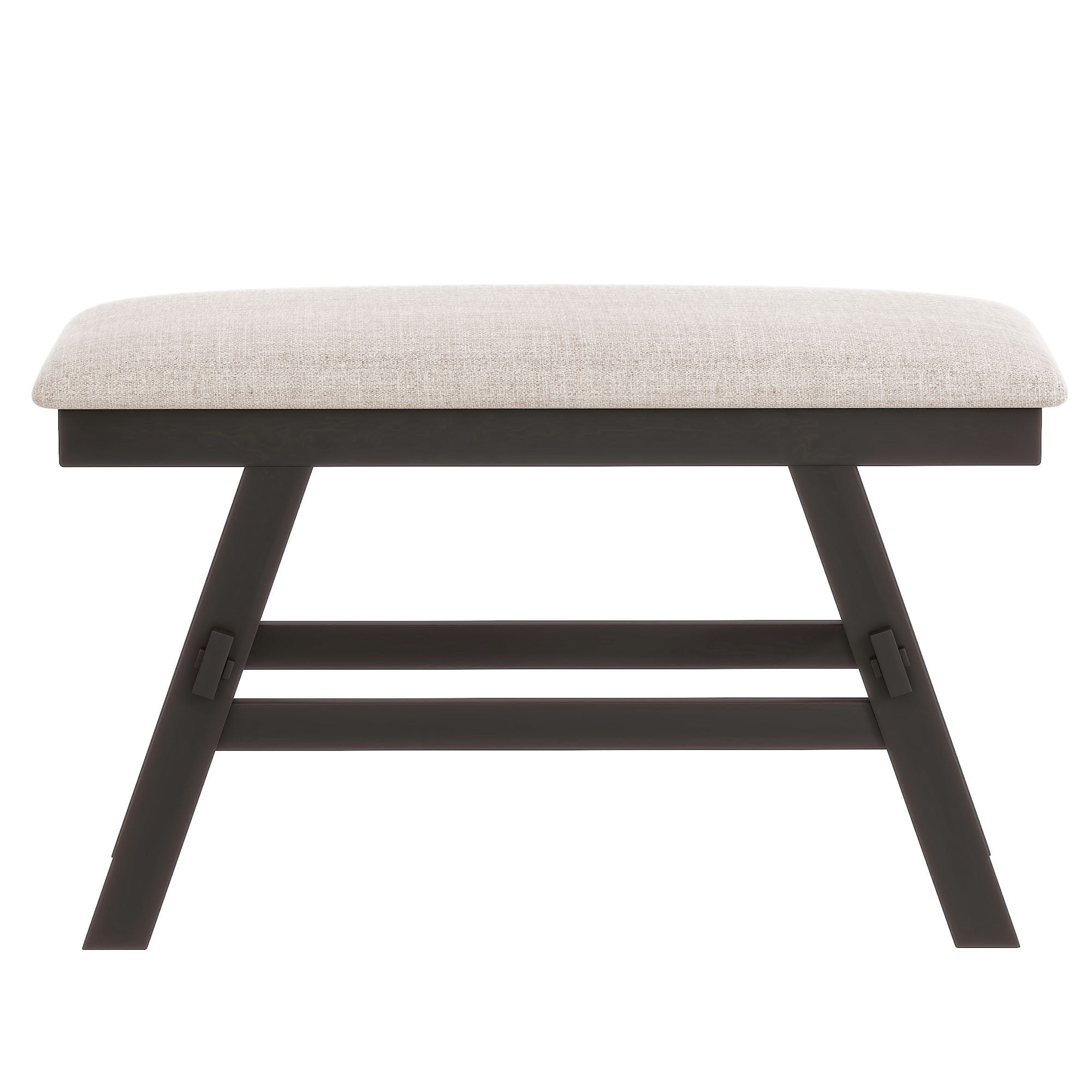 TOPMAX 6-Piece Rustic Counter Height Dining Table Set, Solid Rubberwood Espresso &amp; Beige Bench, 4 Chairs, Storage Shelf for Kitchen, Dining Room, Entryway, Seats 6