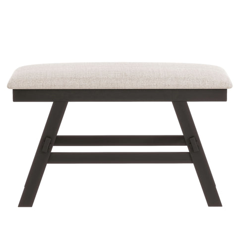 TOPMAX 6-Piece Rustic Counter Height Dining Table Set, Solid Rubberwood Espresso &amp; Beige Bench, 4 Chairs, Storage Shelf for Kitchen, Dining Room, Entryway, Seats 6