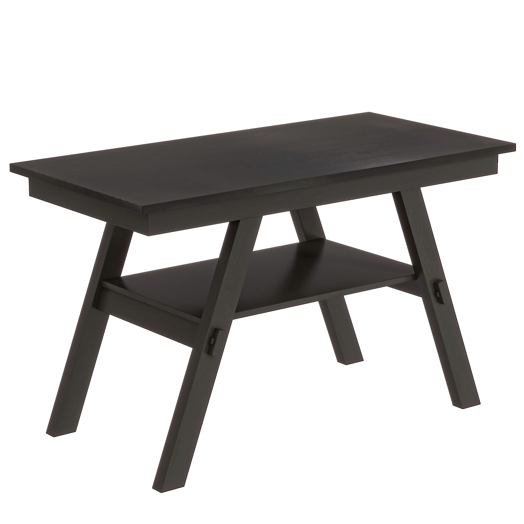 TOPMAX 6-Piece Rustic Counter Height Dining Table Set, Solid Rubberwood Espresso &amp; Beige Bench, 4 Chairs, Storage Shelf for Kitchen, Dining Room, Entryway, Seats 6